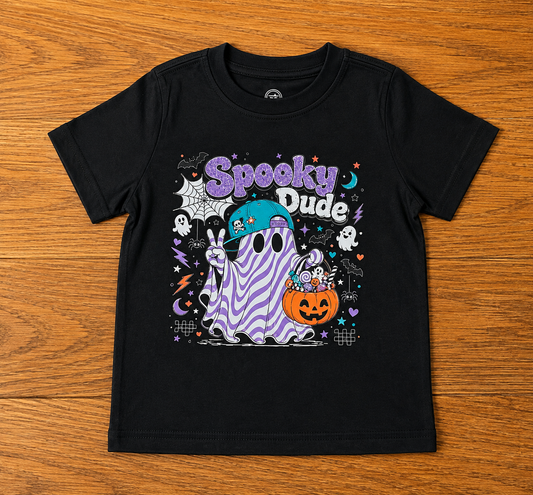 Spooky Dude Ghost Toddler Halloween DTF T-Shirt