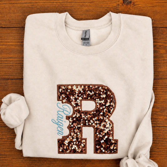 Knockout Sequin Initial With Name