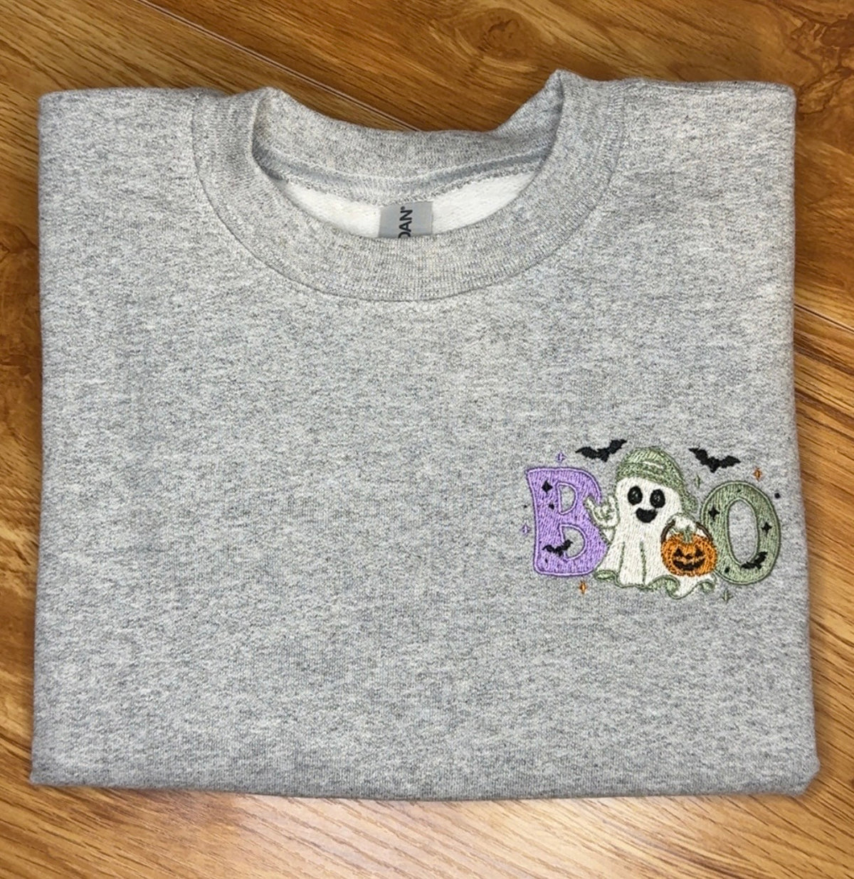 Kids Halloween BOO Ghost Embroidered Sweatshirt
