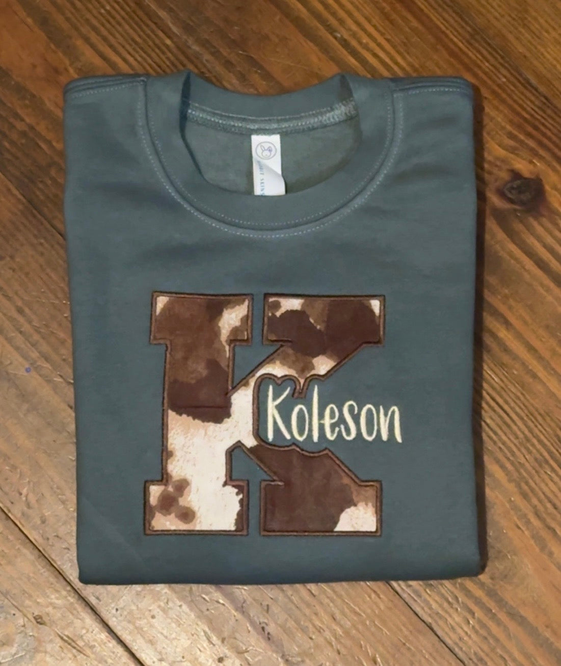 Personalized Toddler Cow Print Appliqué Sweatshirt